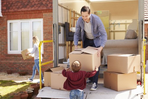 Office relocation planning in Stockwell with business equipment and moving boxes