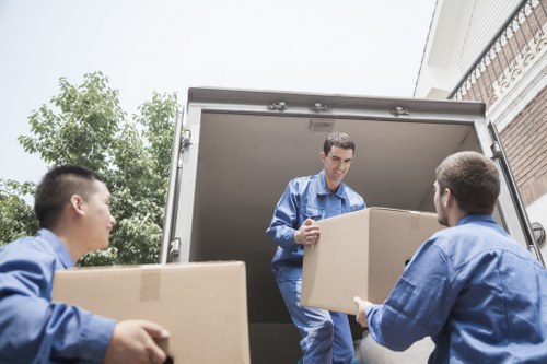 Stockwell office move with furniture and boxes ready for transport