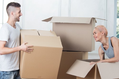 Packed boxes and furniture ready for removals in Stockwell