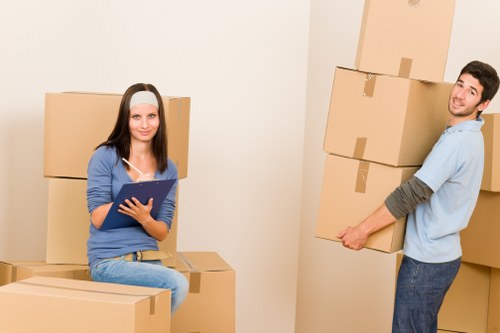Packed belongings ready for removals in Stockwell